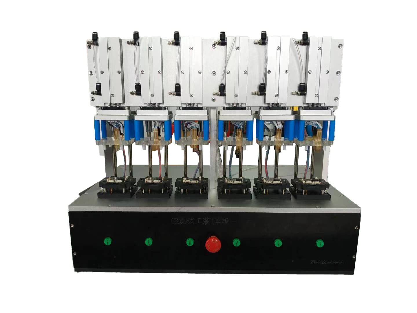 Multi station pneumatic testing fixture for drone motherboard